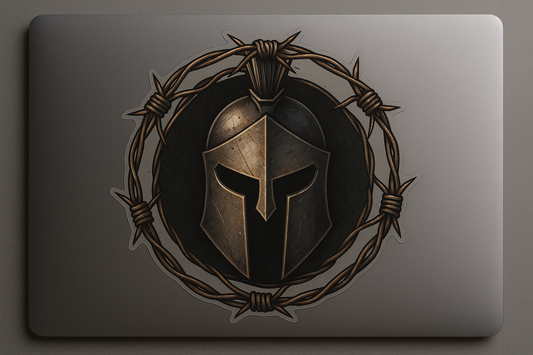 Spartan Helmet Sticker Decal Vinyl Laptop Car Window Bumper AUTO Water Bottle Helmets Waterproof Barbed Wire Frame