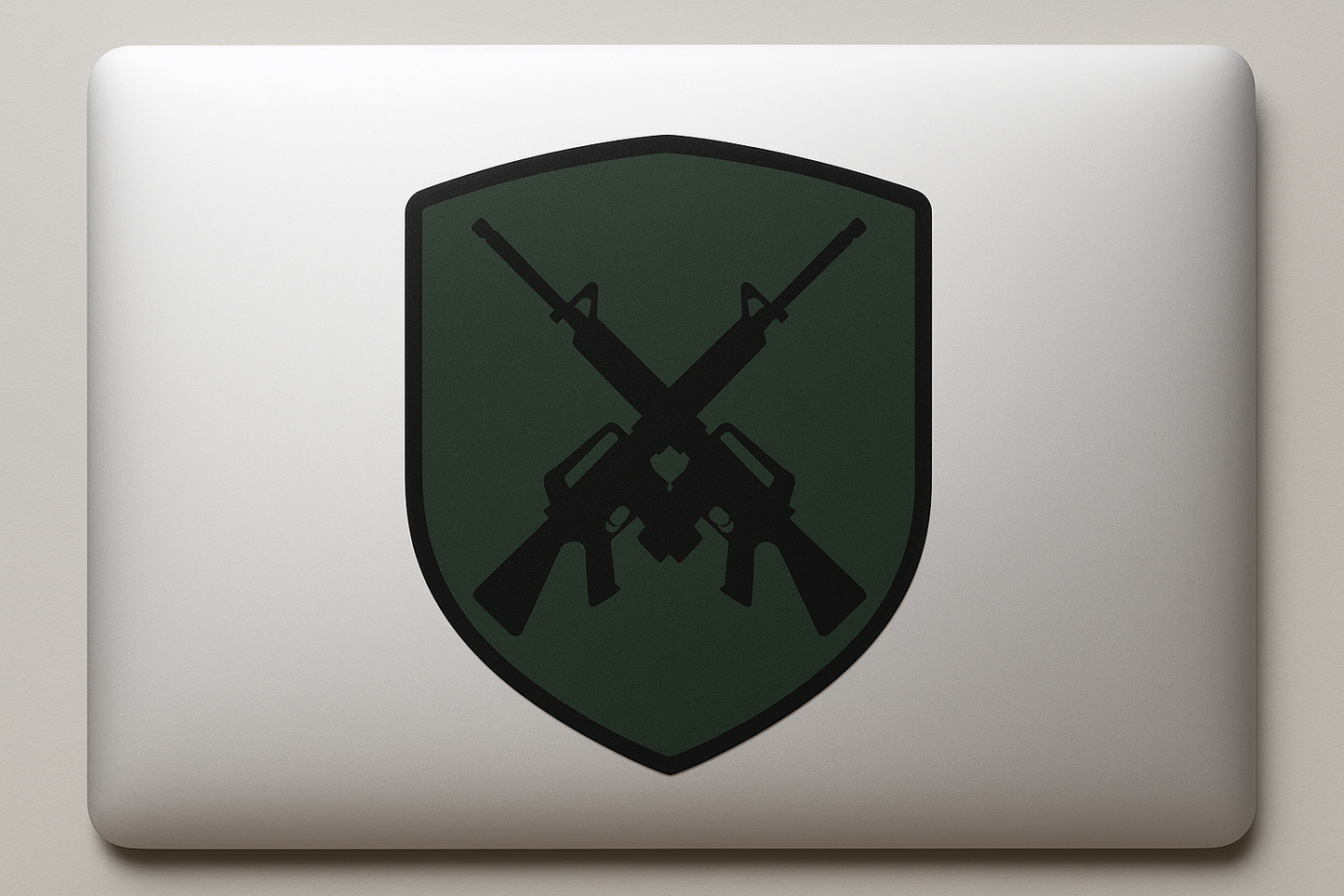 Crossed Rifles Shield Sticker Decal Vinyl Laptop Car Window Bumper AUTO Water Bottle Helmets Waterproof Silhouette