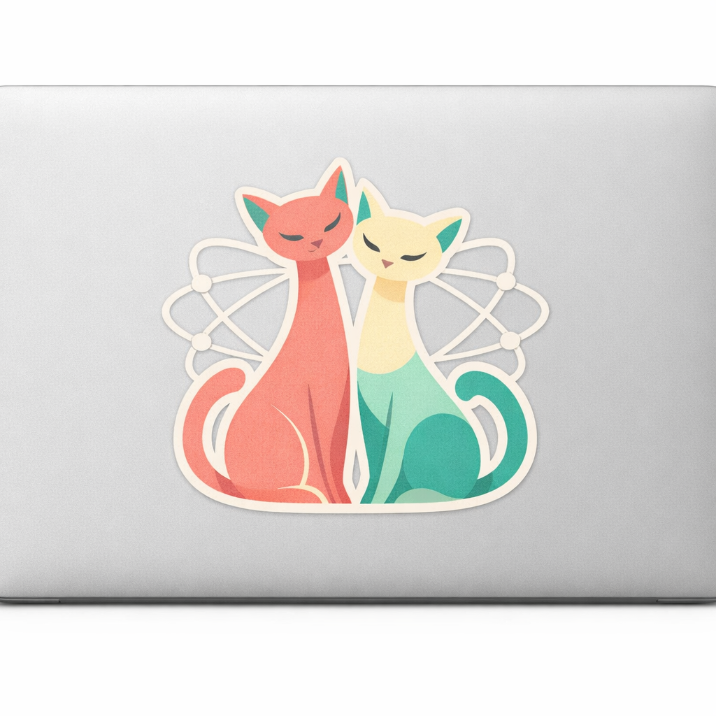 Mid-century Modern Sticker Decal Vinyl Laptop Car Window Bumper AUTO Water Bottle Helmets Waterproof Retro Cats