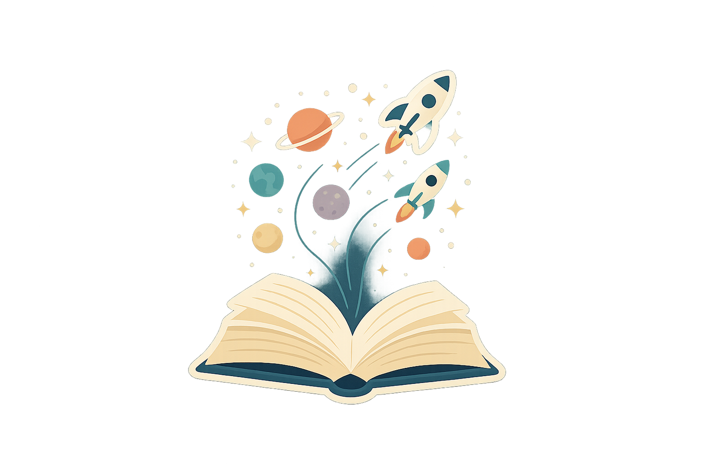 Book Explorer Sticker Decal Vinyl Laptop Car Window Bumper AUTO Water Bottle Helmets Waterproof Planets Rockets