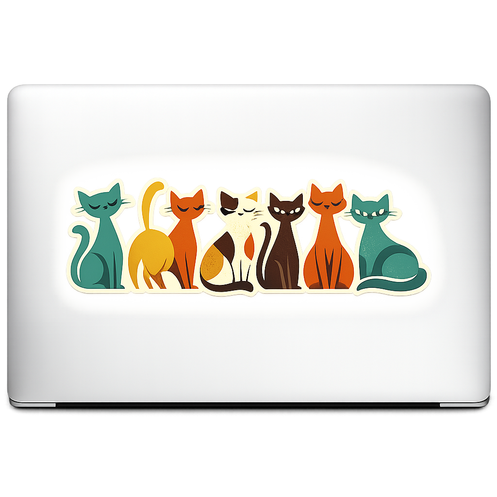 Mid-century Modern Cats Sticker Decal Vinyl Laptop Car Window Bumper AUTO Water Bottle Helmets Waterproof Abstract