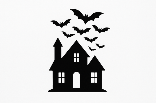 Bats Haunted House Sticker Decal Vinyl Laptop Car Window Bumper AUTO Water Bottle Helmets Waterproof Halloween