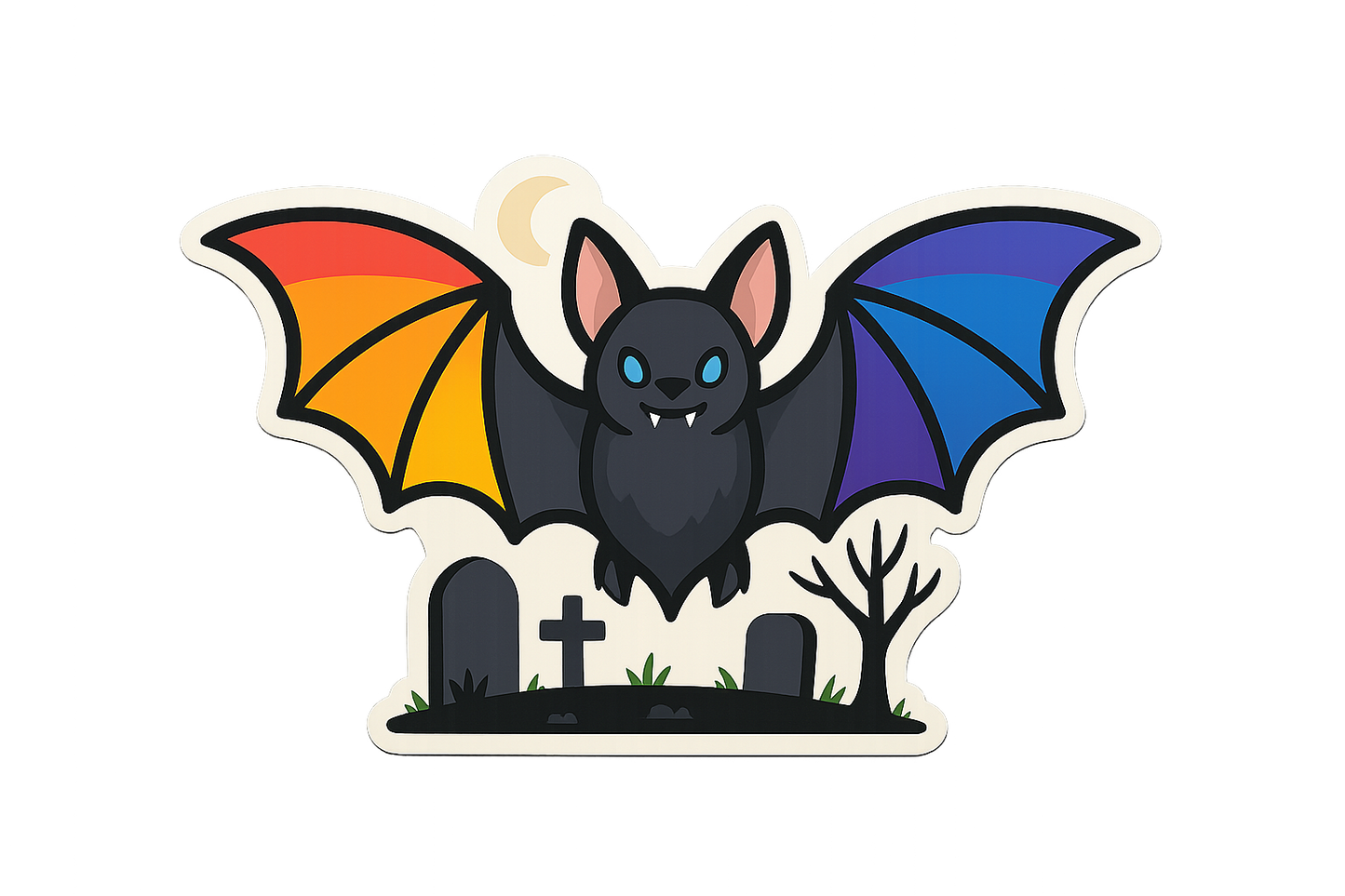 Bat Rainbow Wings Sticker Decal Vinyl Laptop Car Window Bumper AUTO Water Bottle Helmets Waterproof Cemetery