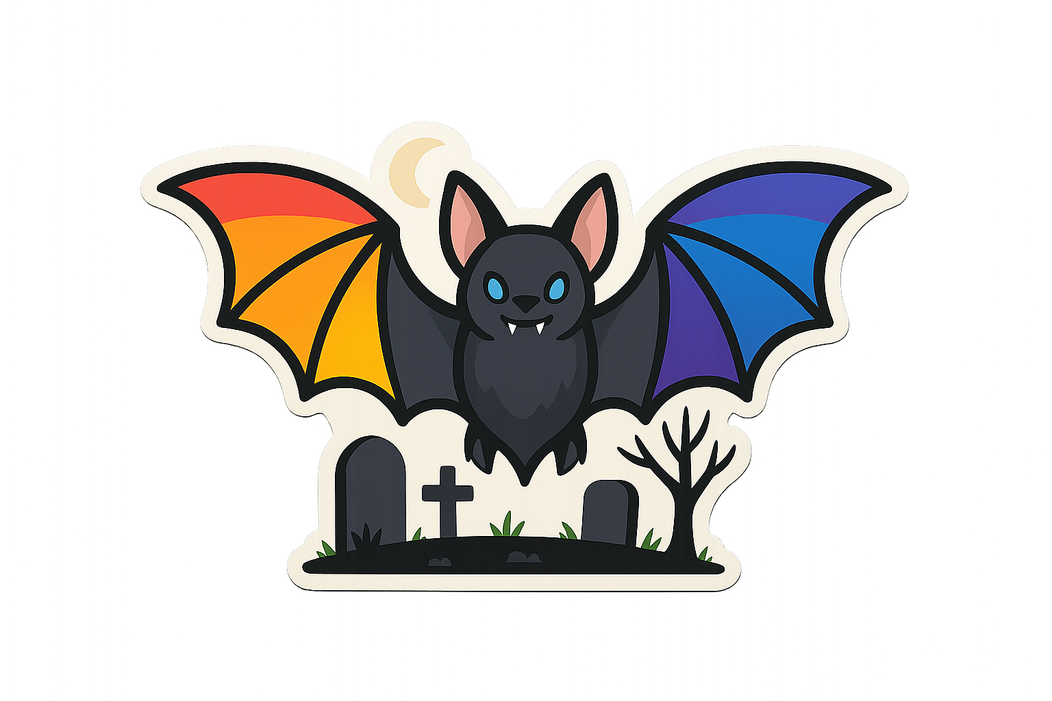 Bat Rainbow Wings Sticker Decal Vinyl Laptop Car Window Bumper AUTO Water Bottle Helmets Waterproof Cemetery