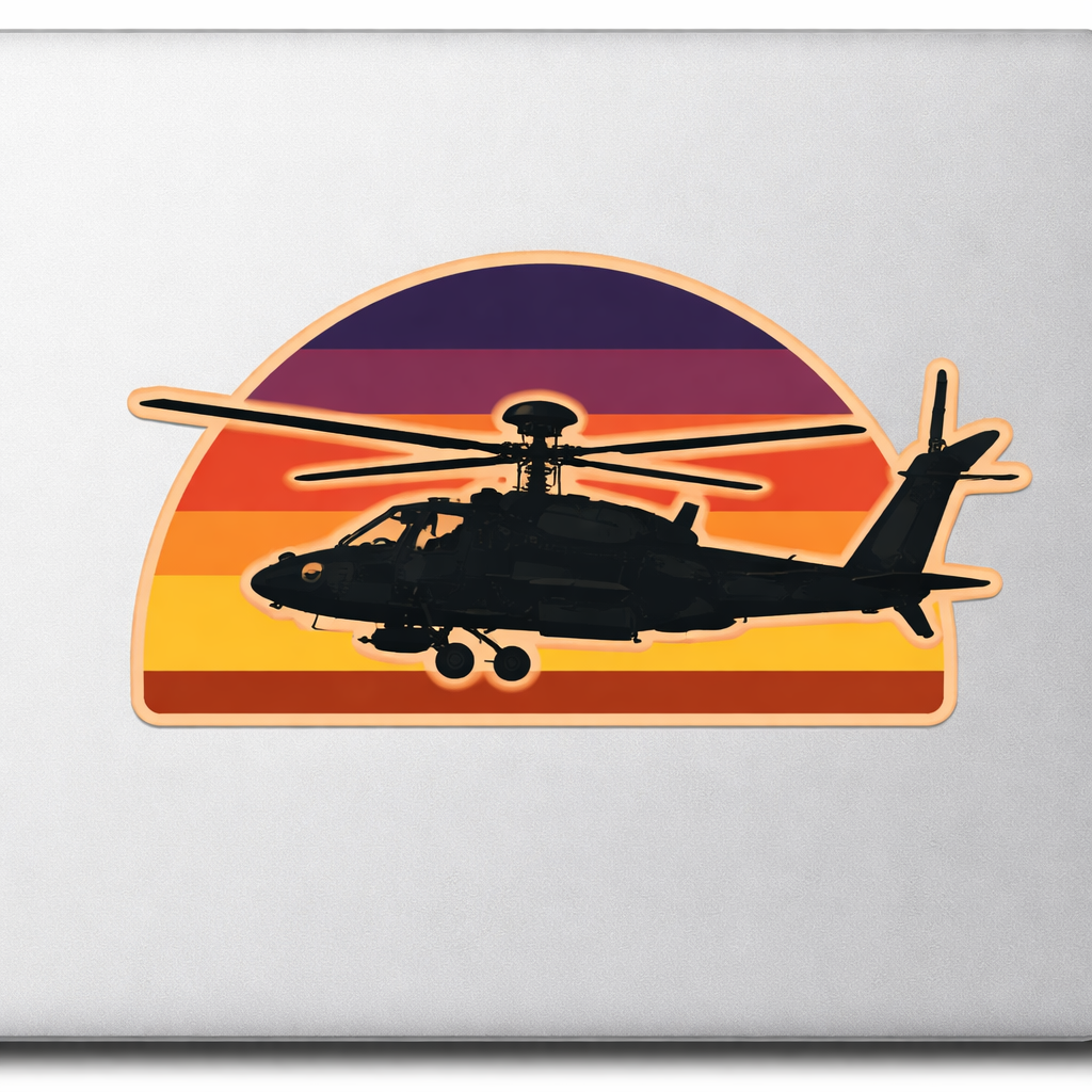 Military Helicopter Sticker Decal Vinyl Laptop Car Window Bumper AUTO Water Bottle Helmets Waterproof Sunset