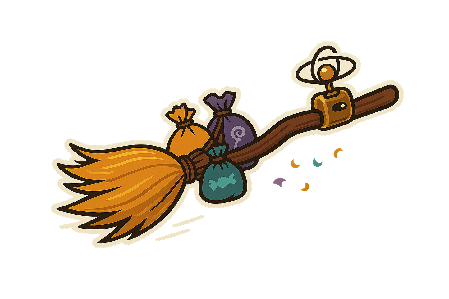 Halloween Witch's Broom Sticker Decal Vinyl Laptop Car Window Bumper AUTO Water Bottle Helmets Waterproof Magic