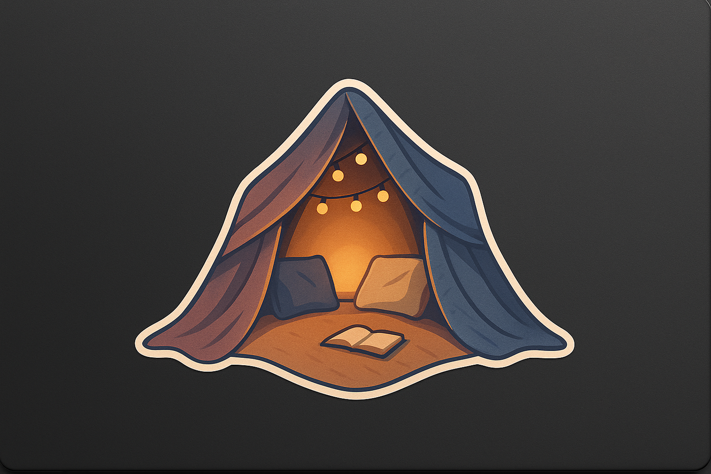 CO Cozy Blanket Fort Sticker Decal Vinyl Laptop Car Window Bumper AUTO Water Bottle Helmets Waterproof Fairy Lights