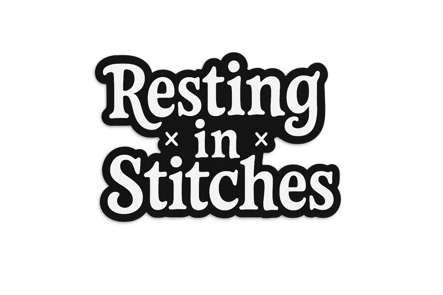 Resting in Stitches Sticker Decal Vinyl Laptop Car Window Bumper AUTO Water Bottle Helmets Waterproof Halloween