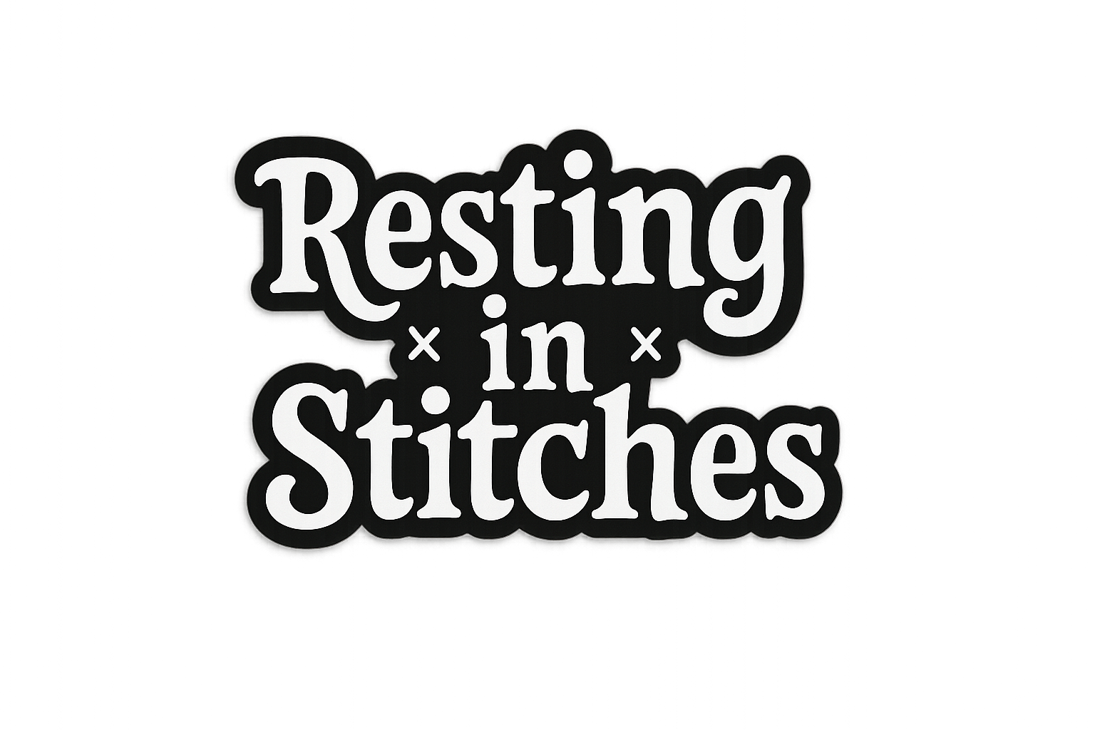 Resting in Stitches Sticker Decal Vinyl Laptop Car Window Bumper AUTO Water Bottle Helmets Waterproof Halloween