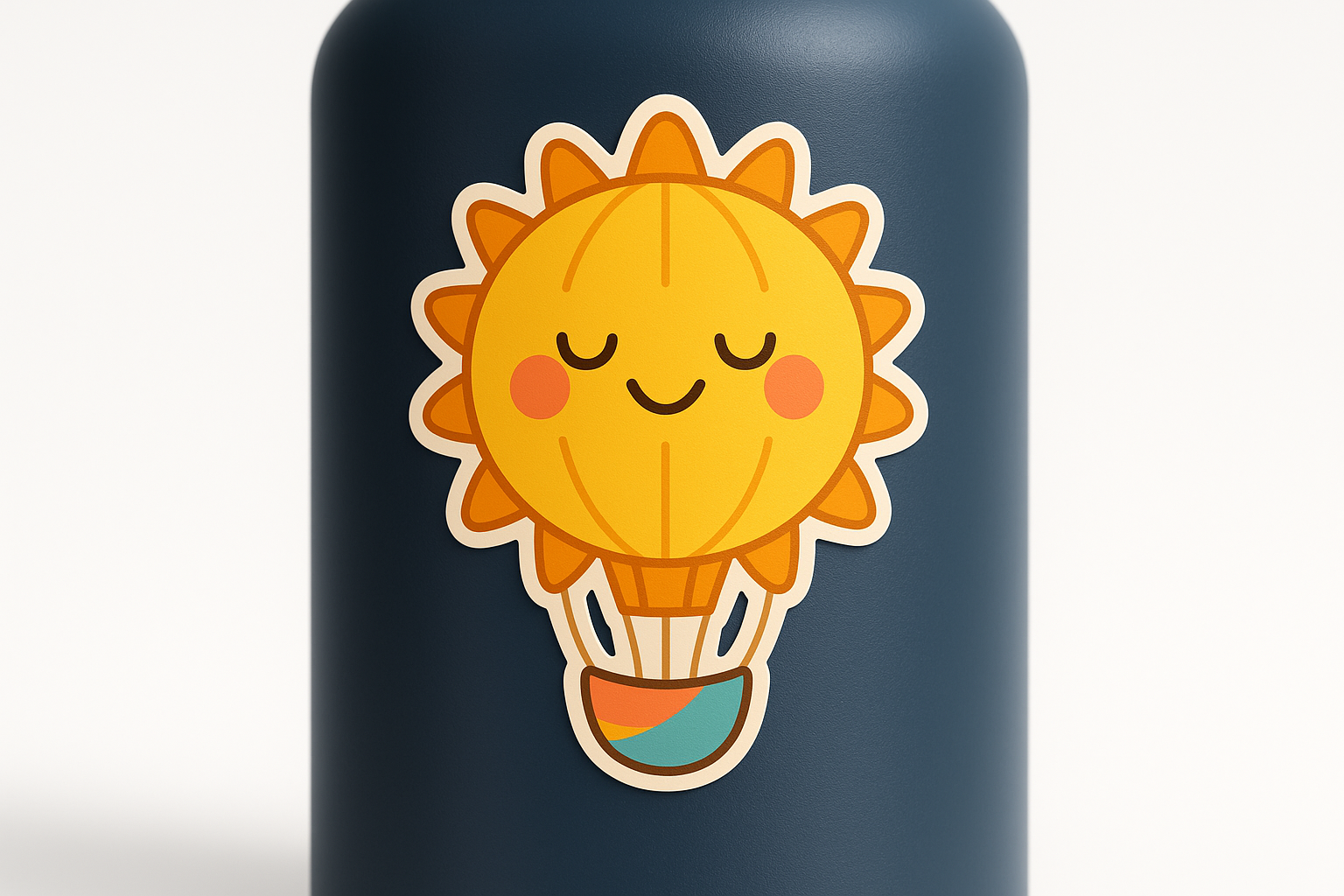 Smiling Sun Hot Air Balloon Sticker Decal Vinyl Laptop Car Window Bumper AUTO Water Bottle Helmets Waterproof Fun