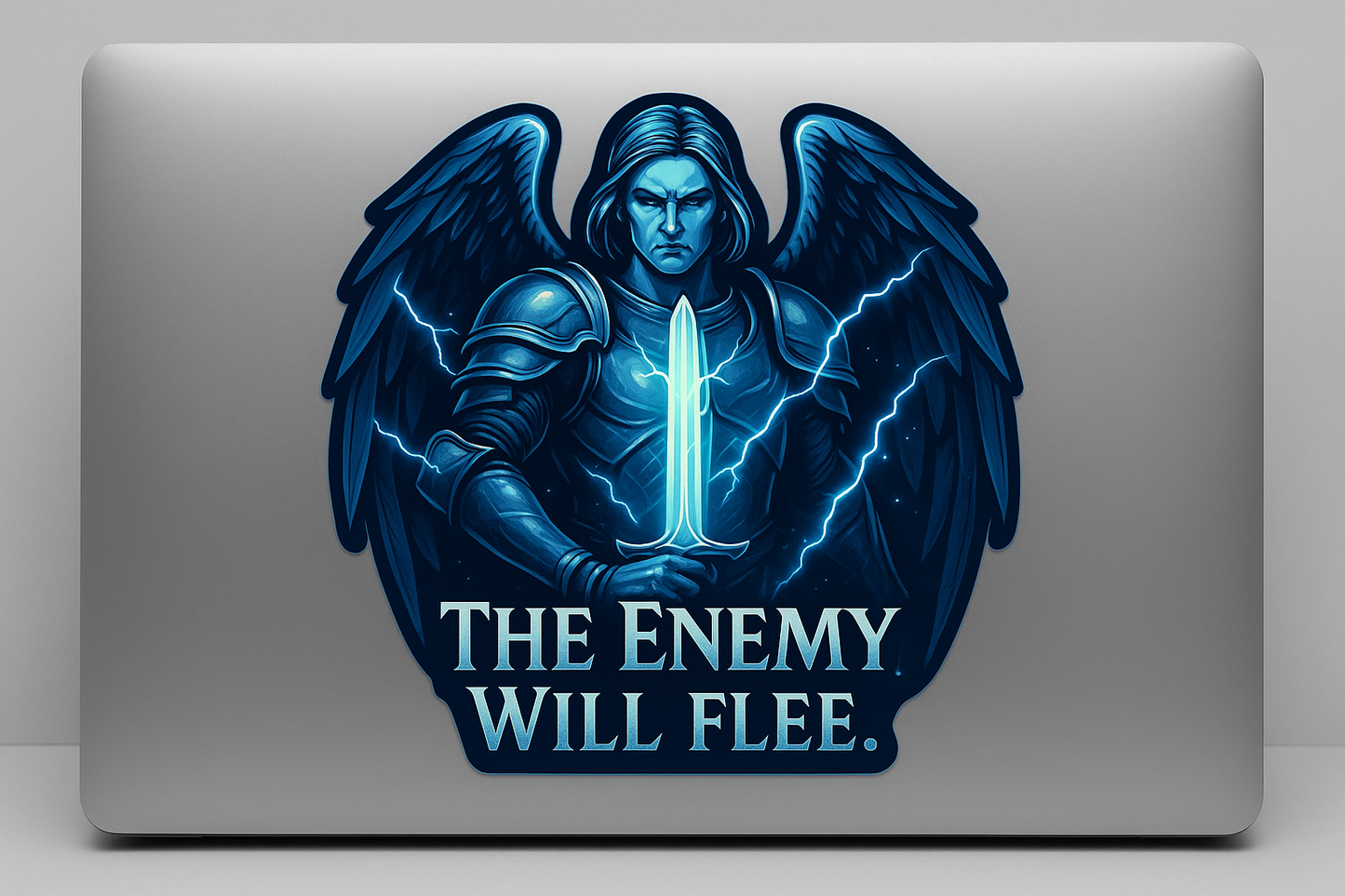 Archangel Michael Sticker Decal Vinyl Laptop Car Window Bumper AUTO Water Bottle Helmets Waterproof Blue Lightning