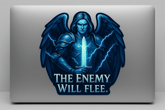 Archangel Michael Sticker Decal Vinyl Laptop Car Window Bumper AUTO Water Bottle Helmets Waterproof Blue Lightning