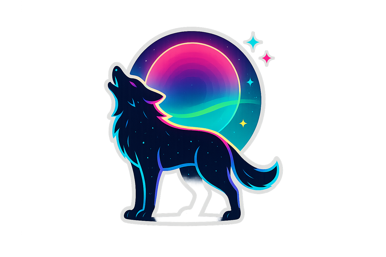 Wolf Howling Neon Moon Sticker Decal Vinyl Laptop Car Window Bumper AUTO Water Bottle Helmets Waterproof