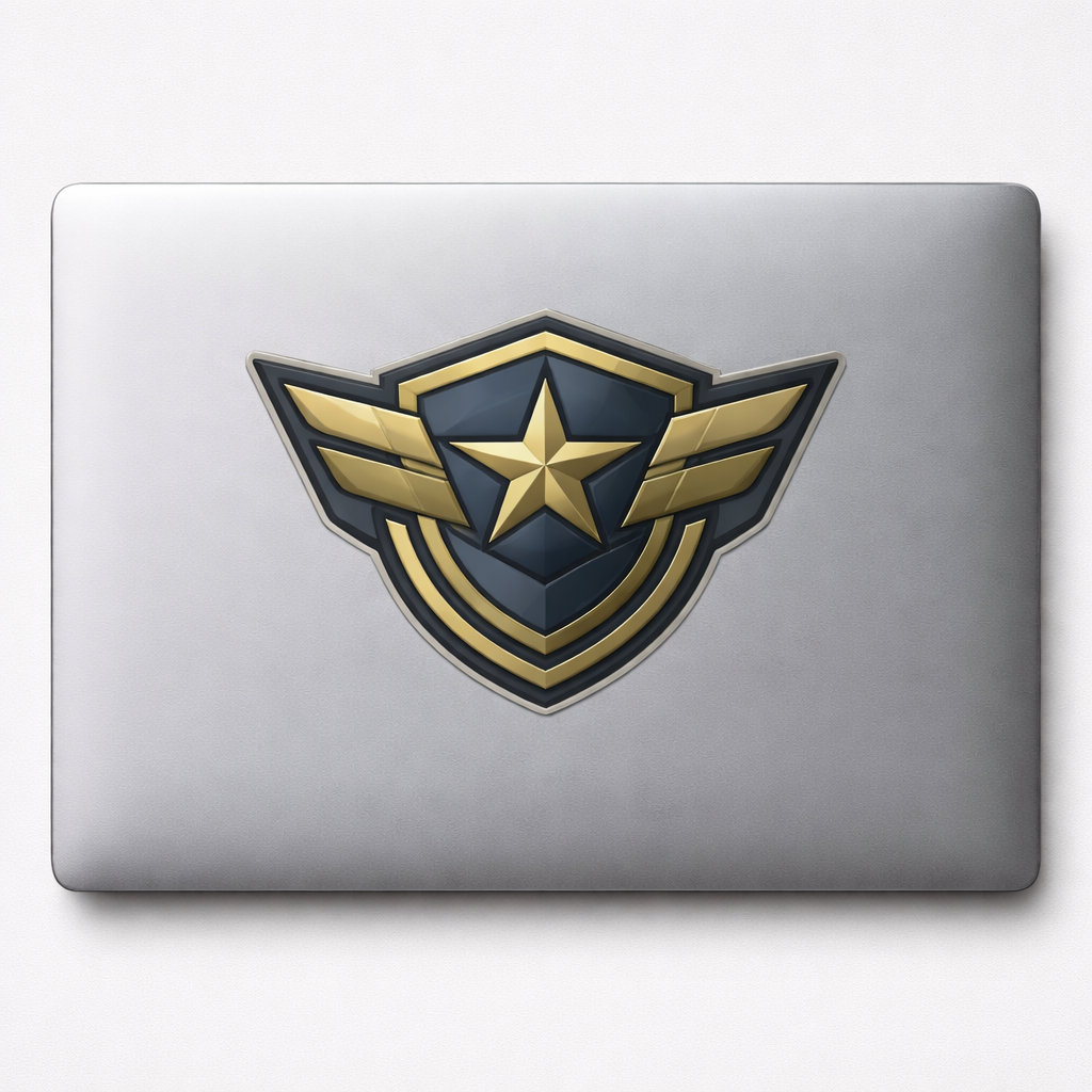 Shield Star Wings Sticker Decal Vinyl Laptop Car Window Bumper AUTO Bottle Water Bottle Helmets Waterproof