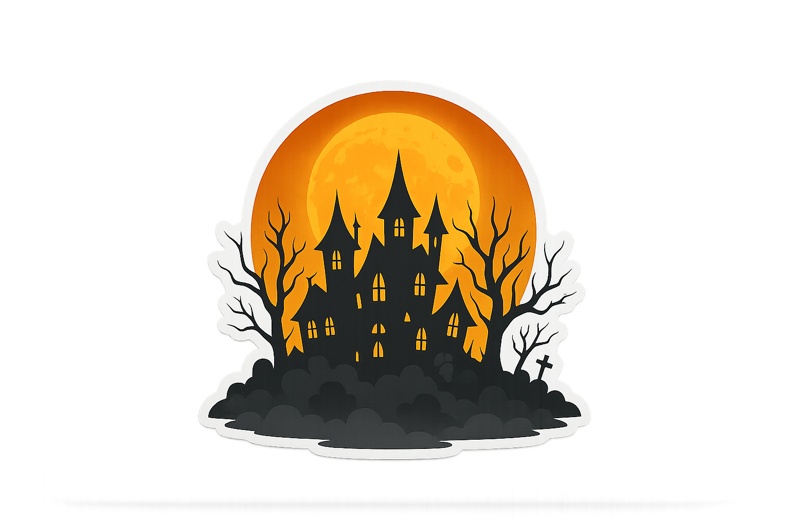 Spooky Season Haunted Village Sticker Decal Vinyl Laptop Car Window Bumper AUTO Water Bottle Helmets Waterproof