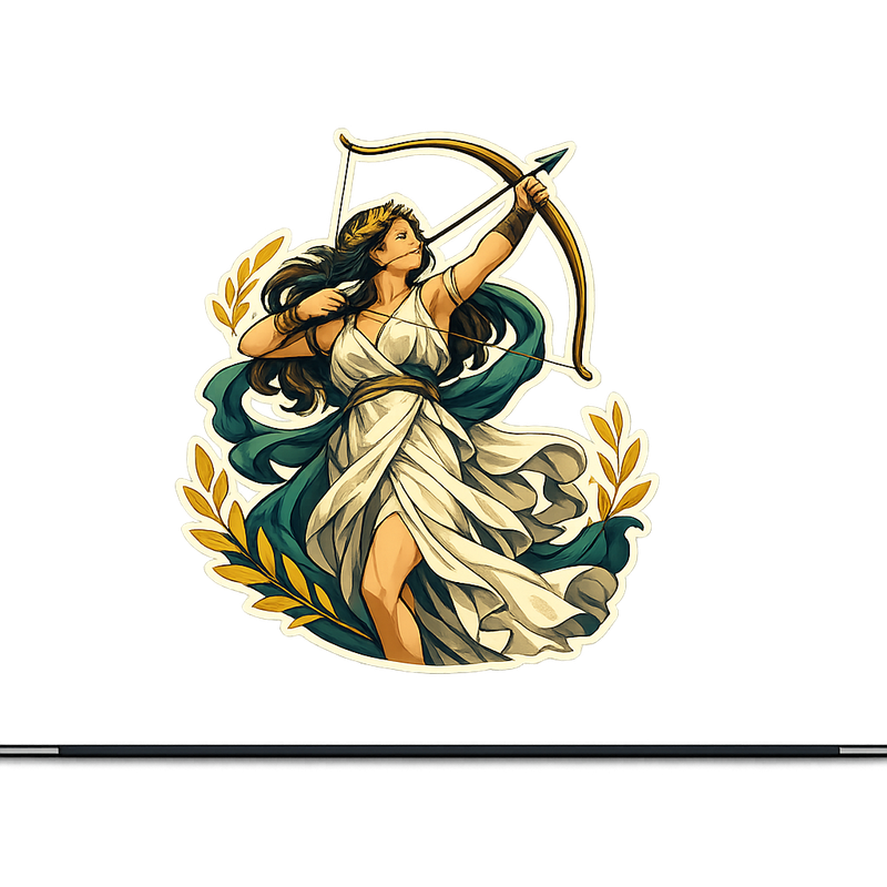 Ancient Goddess Archer Sticker Decal Vinyl Laptop Car Window Bumper AUTO Water Bottle Helmets Waterproof Mythological Art