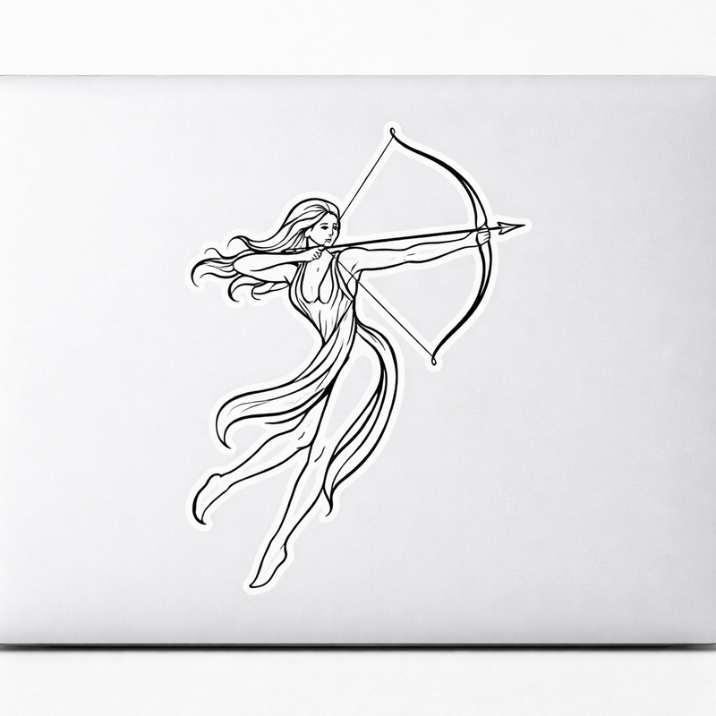 Mythological Huntress Archer Sticker Decal Vinyl Laptop Car Window Bumper AUTO Water Bottle Helmets Waterproof Symbol