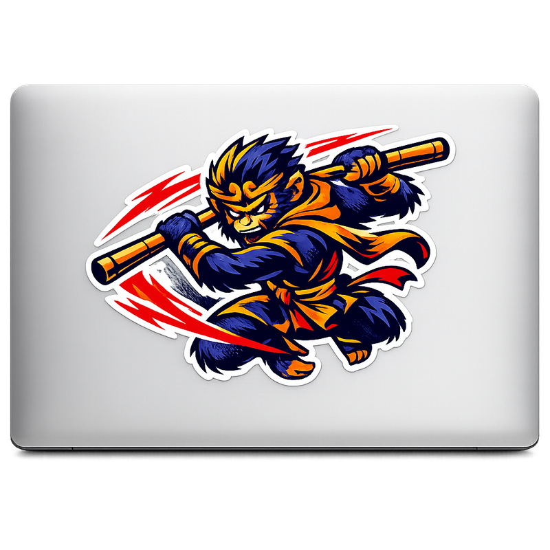 Cartoon Monkey Warrior Sticker Decal Vinyl Laptop Car Window Bumper AUTO Water Bottle Helmets Waterproof Illustration