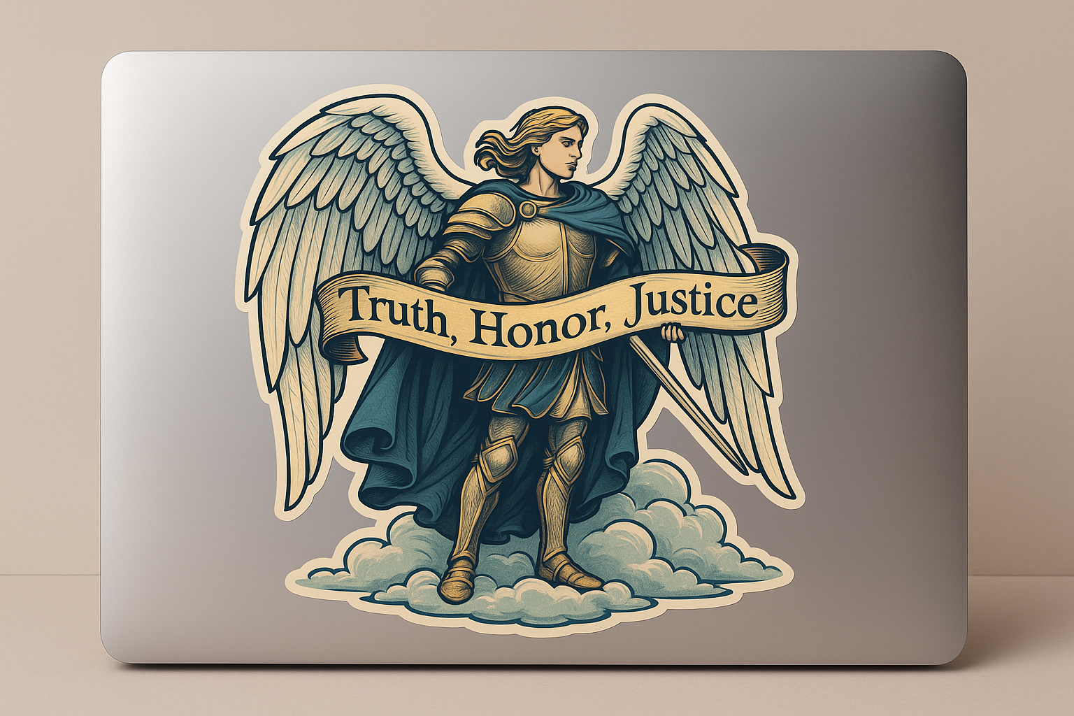 Archangel Michael Sticker Decal Vinyl Laptop Car Window Bumper AUTO Water Bottle Helmets Waterproof Banner Clouds