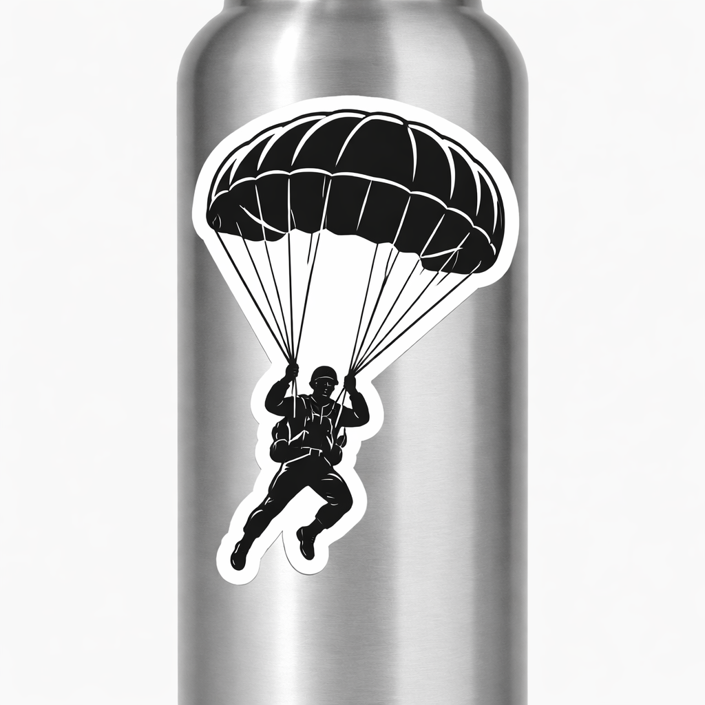 Paratrooper Silhouette Sticker Decal Vinyl Laptop Car Window Bumper Truck AUTO Water Bottle Helmets Waterproof Military