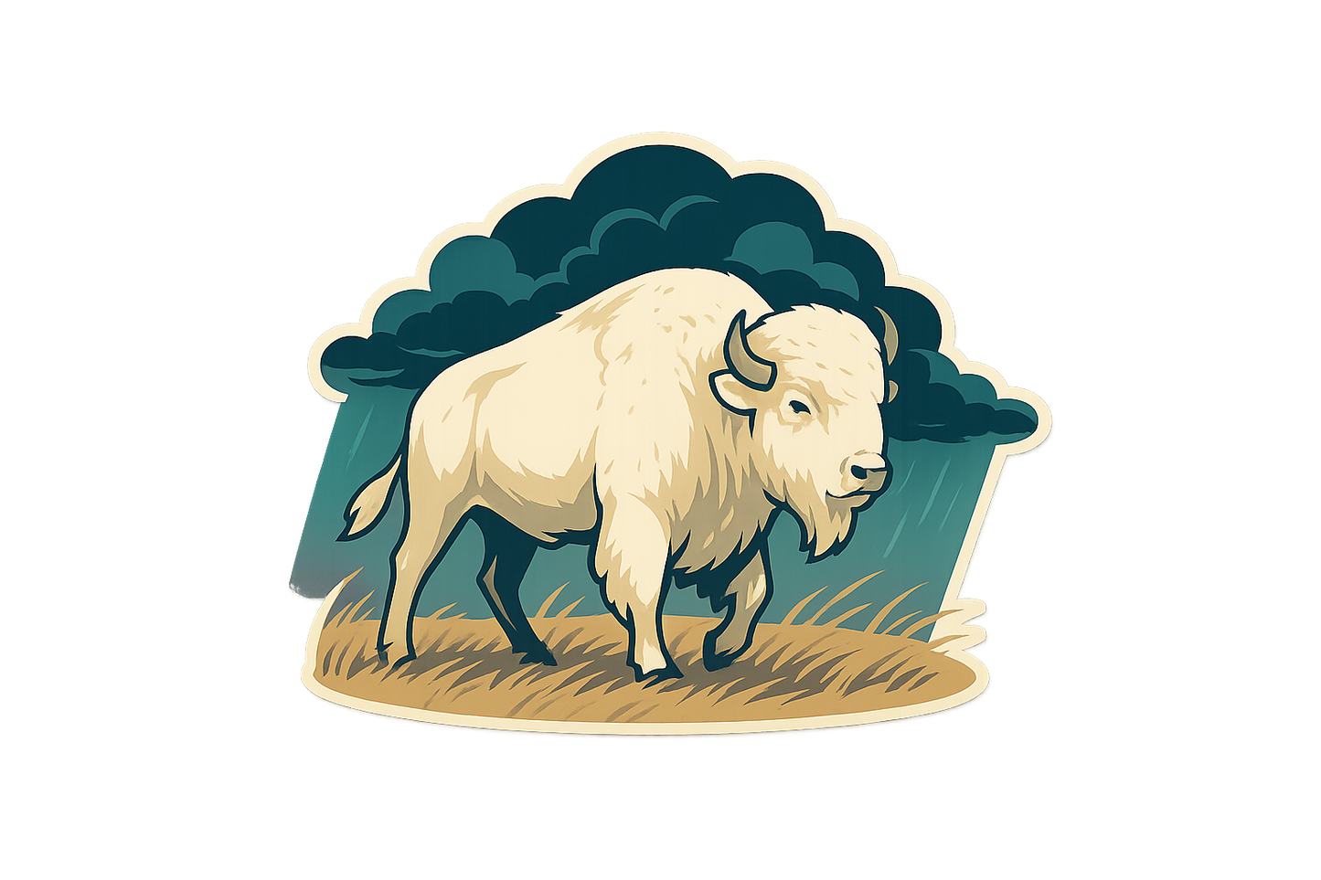 White Buffalo Sticker Decal Vinyl Laptop Car Window Bumper AUTO Water Bottle Helmets Waterproof Prairie