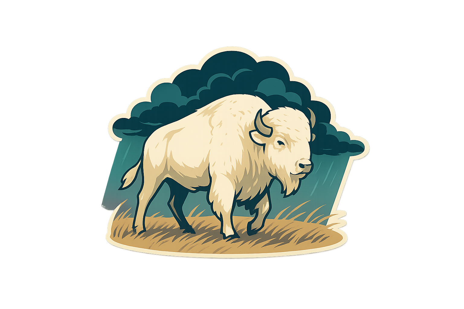White Buffalo Sticker Decal Vinyl Laptop Car Window Bumper AUTO Water Bottle Helmets Waterproof Prairie