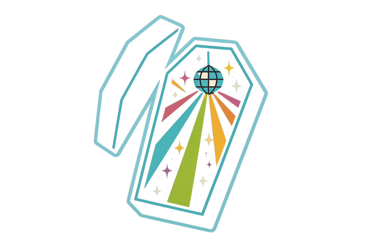 Disco Coffin Sticker Decal Vinyl Laptop Car Window Bumper AUTO Bottle Water Bottle Helmets Waterproof