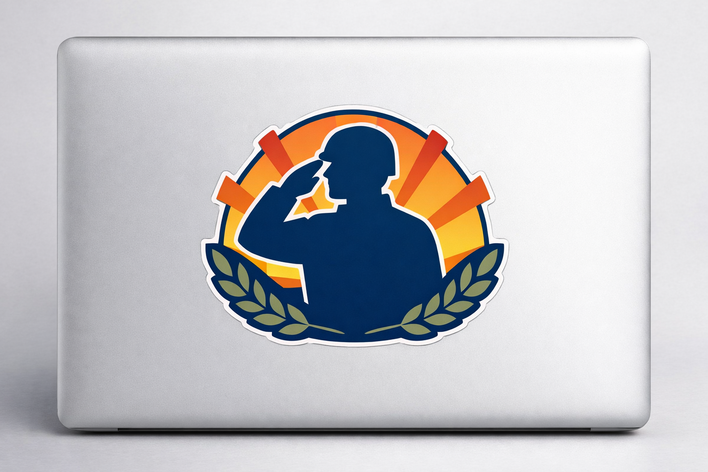 Soldier Saluting Sunrise Sticker Decal Vinyl Laptop Car Window Bumper AUTO Water Bottle Helmets Waterproof VECTOR