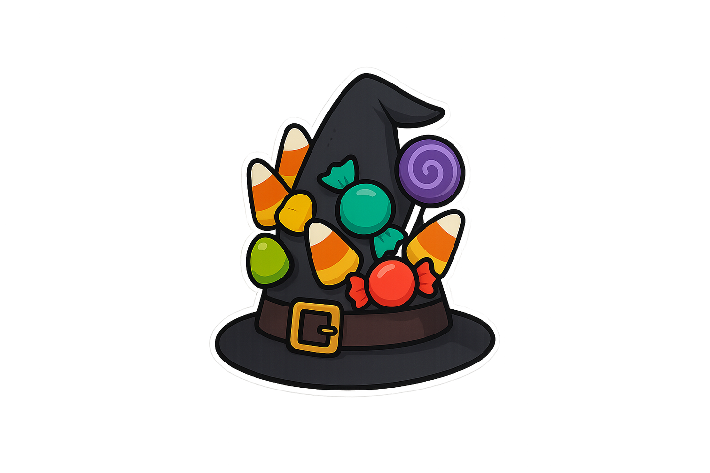 Witch Black Hat Sticker Decal Vinyl Laptop Car Window Bumper AUTO Water Bottle Helmets Waterproof Halloween Candy Spooky