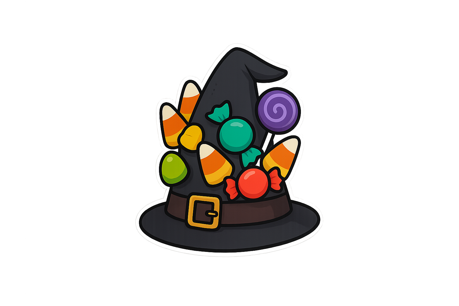 Witch Black Hat Sticker Decal Vinyl Laptop Car Window Bumper AUTO Water Bottle Helmets Waterproof Halloween Candy Spooky