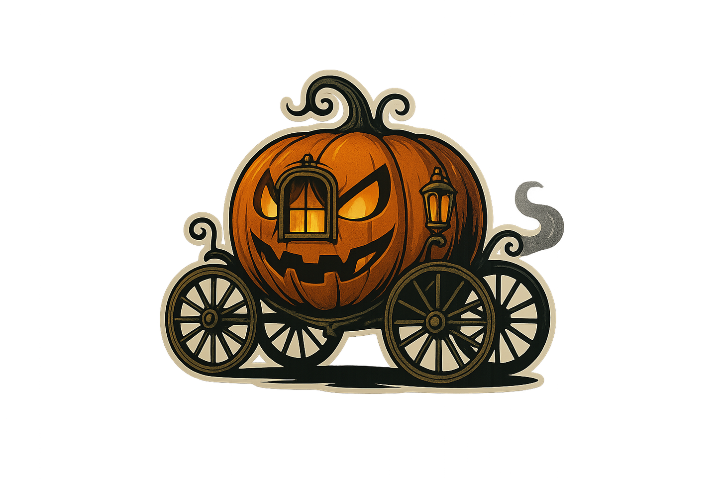 Jack-o’-lantern Pumpkin Coach Sticker Decal Vinyl Laptop Car Window Bumper AUTO Water Bottle Helmets Waterproof Halloween