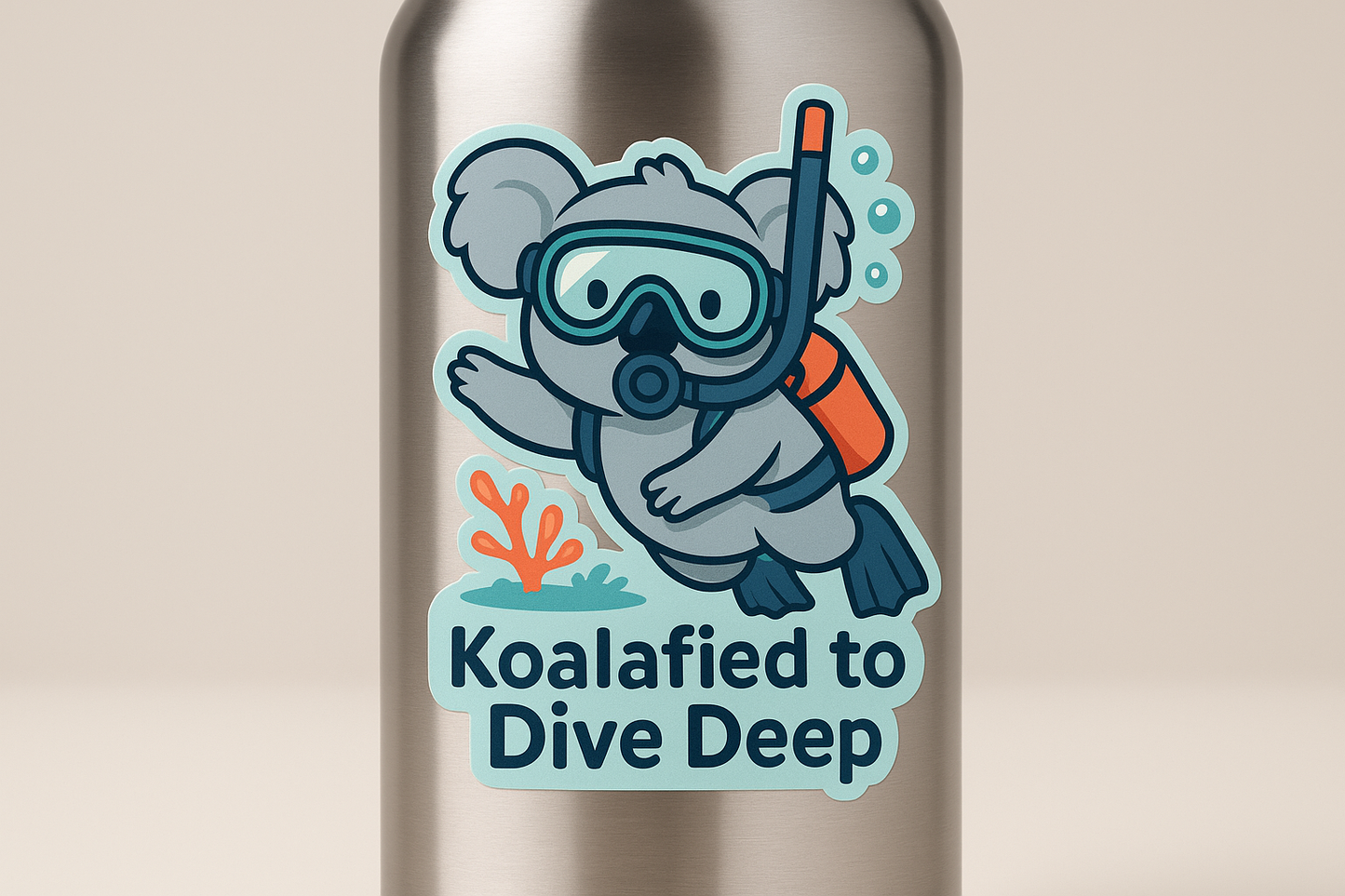 Koala Scuba Gear Sticker Decal Vinyl Laptop Car Window Bumper AUTO Water Bottle Helmets Waterproof
