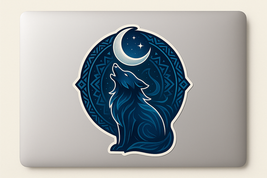 Spirit Wolf Howling Moon Sticker Decal Vinyl Laptop Car Window Bumper AUTO Water Bottle Helmets Waterproof