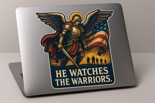Archangel Michael American Flag Sticker Decal Vinyl Laptop Car Window Bumper AUTO Water Bottle Helmets Waterproof USA