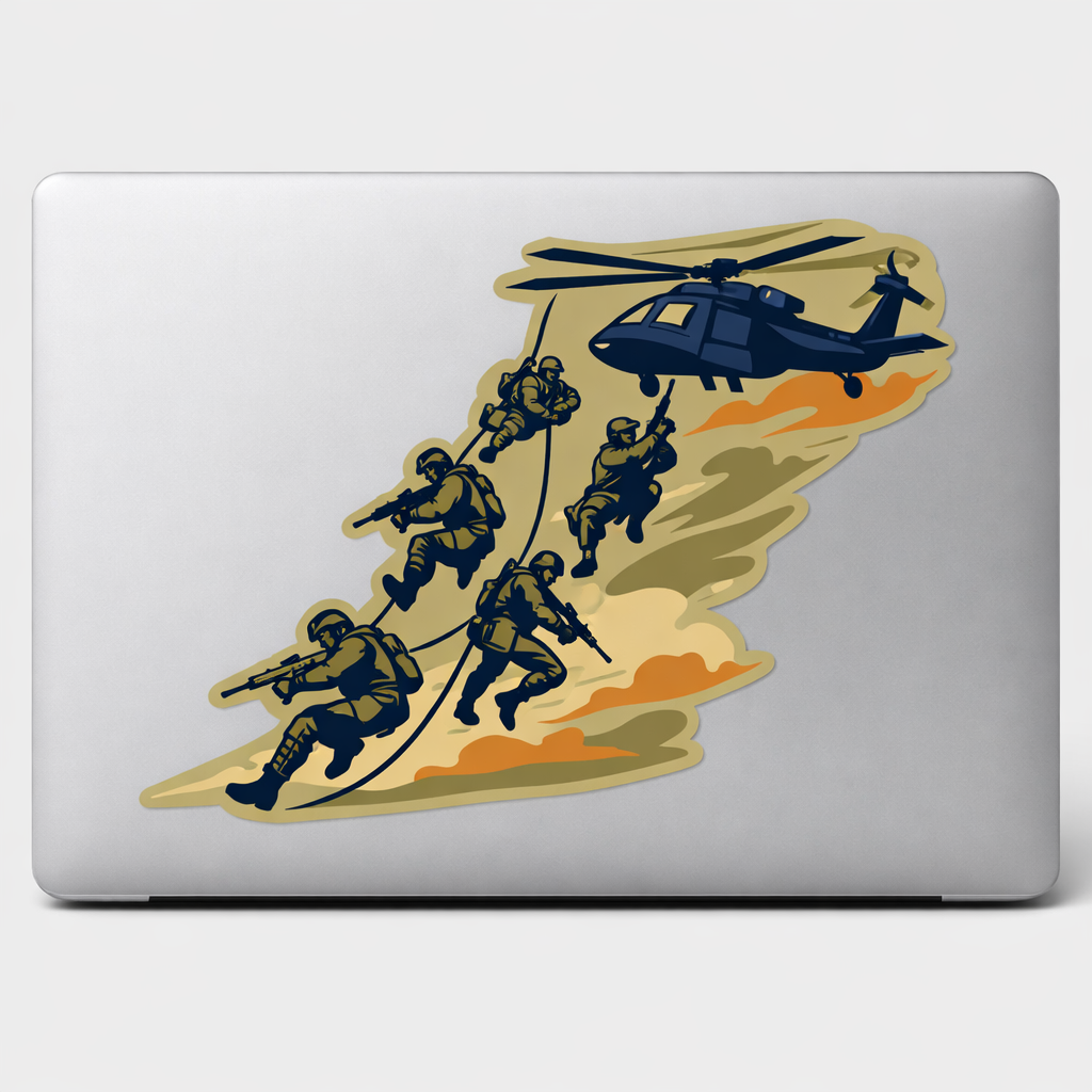 US Military Soldiers Sticker Decal Vinyl Laptop Car Window Bumper AUTO Bottle Water Bottle Helmets Waterproof Helicopter Scene