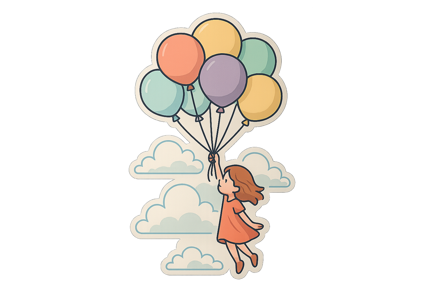 Girl Balloon Bouquet Sticker Decal Vinyl Laptop Car Window Bumper AUTO Water Bottle Helmets Waterproof Clouds