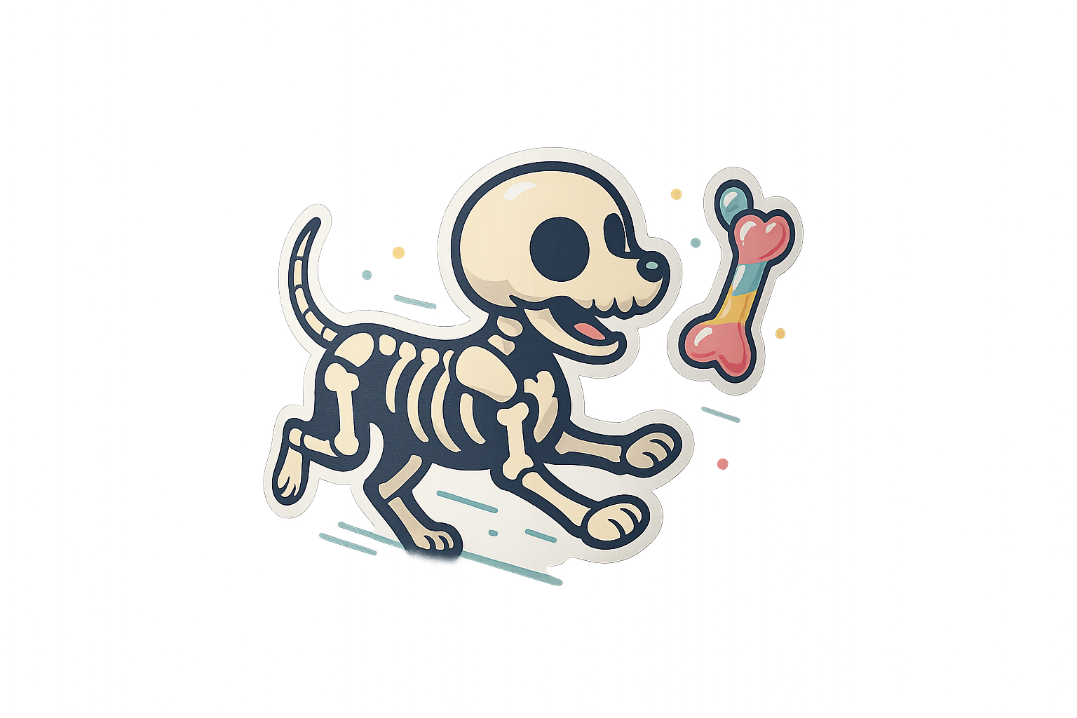 Skeleton Dog Sticker Decal Vinyl Laptop Car Window Bumper AUTO Water Bottle Helmets Waterproof Bone Candy