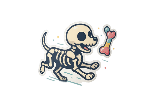 Skeleton Dog Sticker Decal Vinyl Laptop Car Window Bumper AUTO Water Bottle Helmets Waterproof Bone Candy
