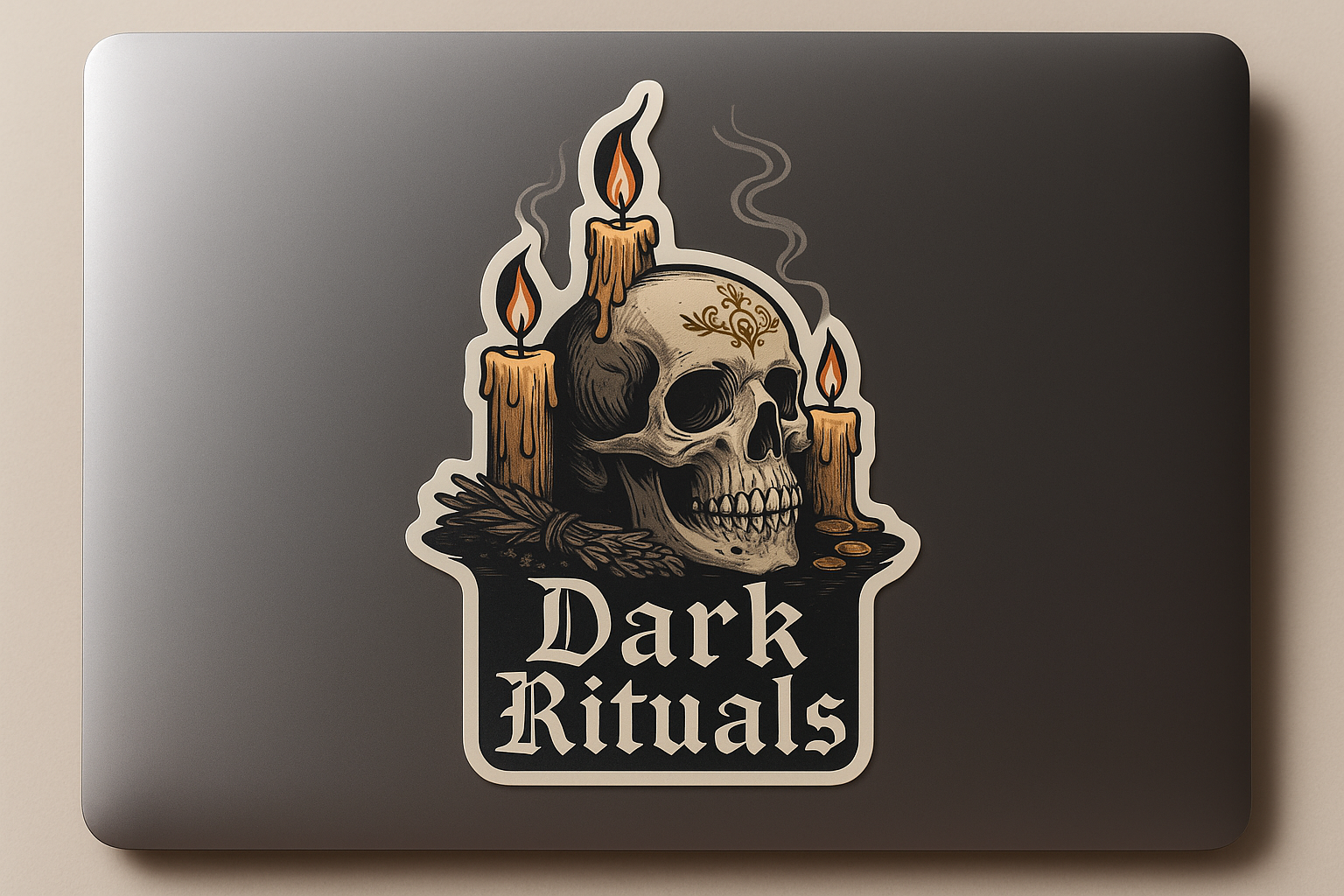 Candlelit Skull Altar Sticker Decal Vinyl Laptop Car Window Bumper AUTO Water Bottle Helmets Waterproof Dark Rituals