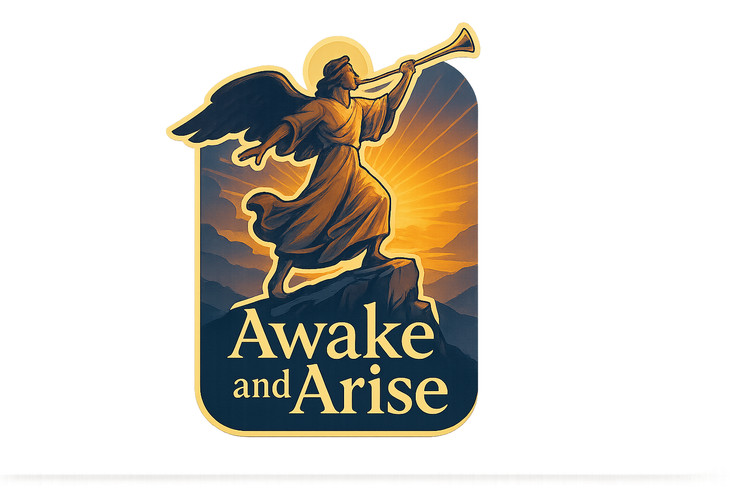 Archangel Gabriel Sticker Decal Vinyl Laptop Car Window Bumper AUTO Water Bottle Helmets Waterproof Mountain Sunrise