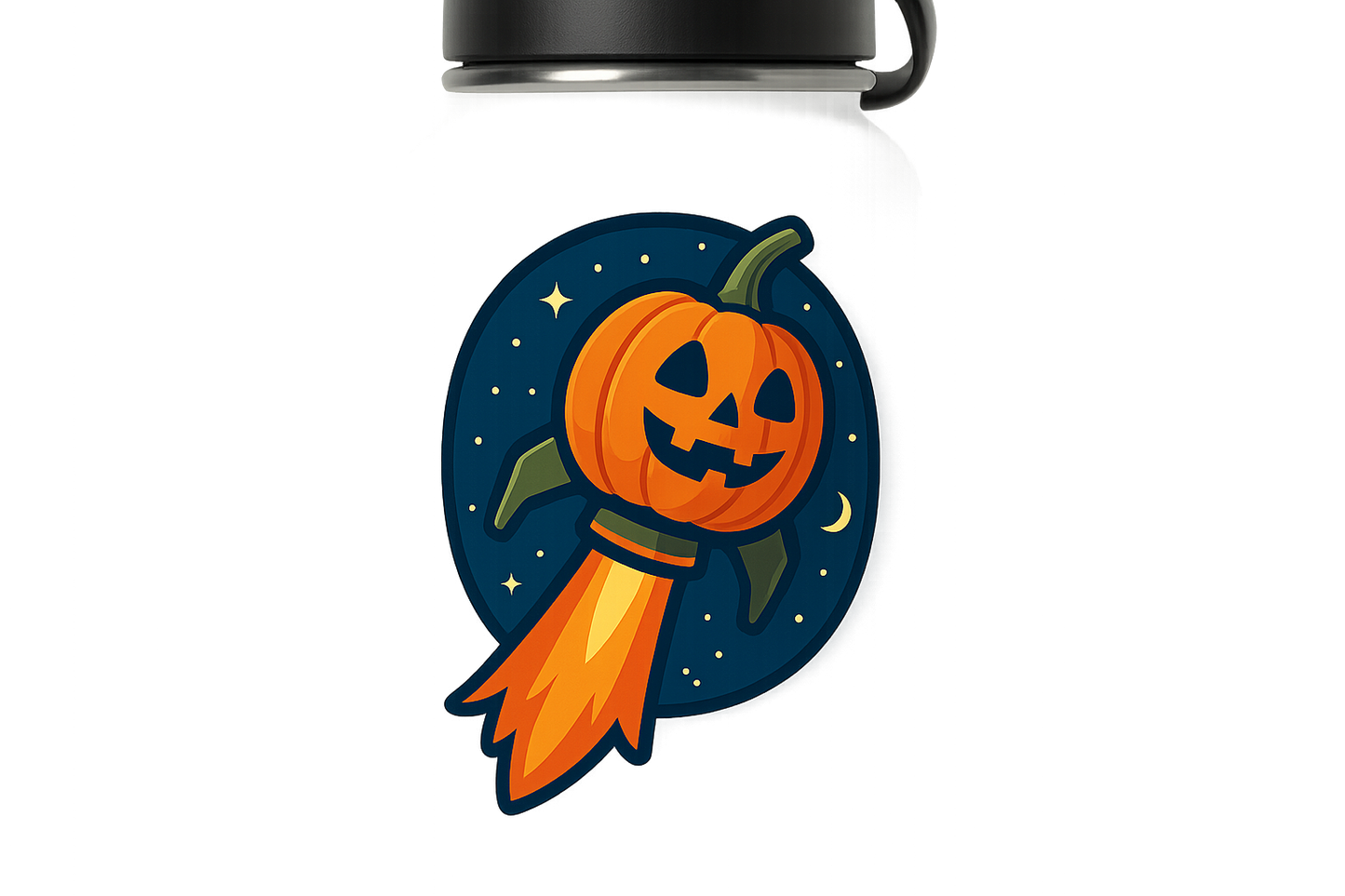 Rocket-Powered Pumpkin Launch Sticker Decal Vinyl Laptop Car Window Bumper AUTO Water Bottle Helmets Waterproof Halloween