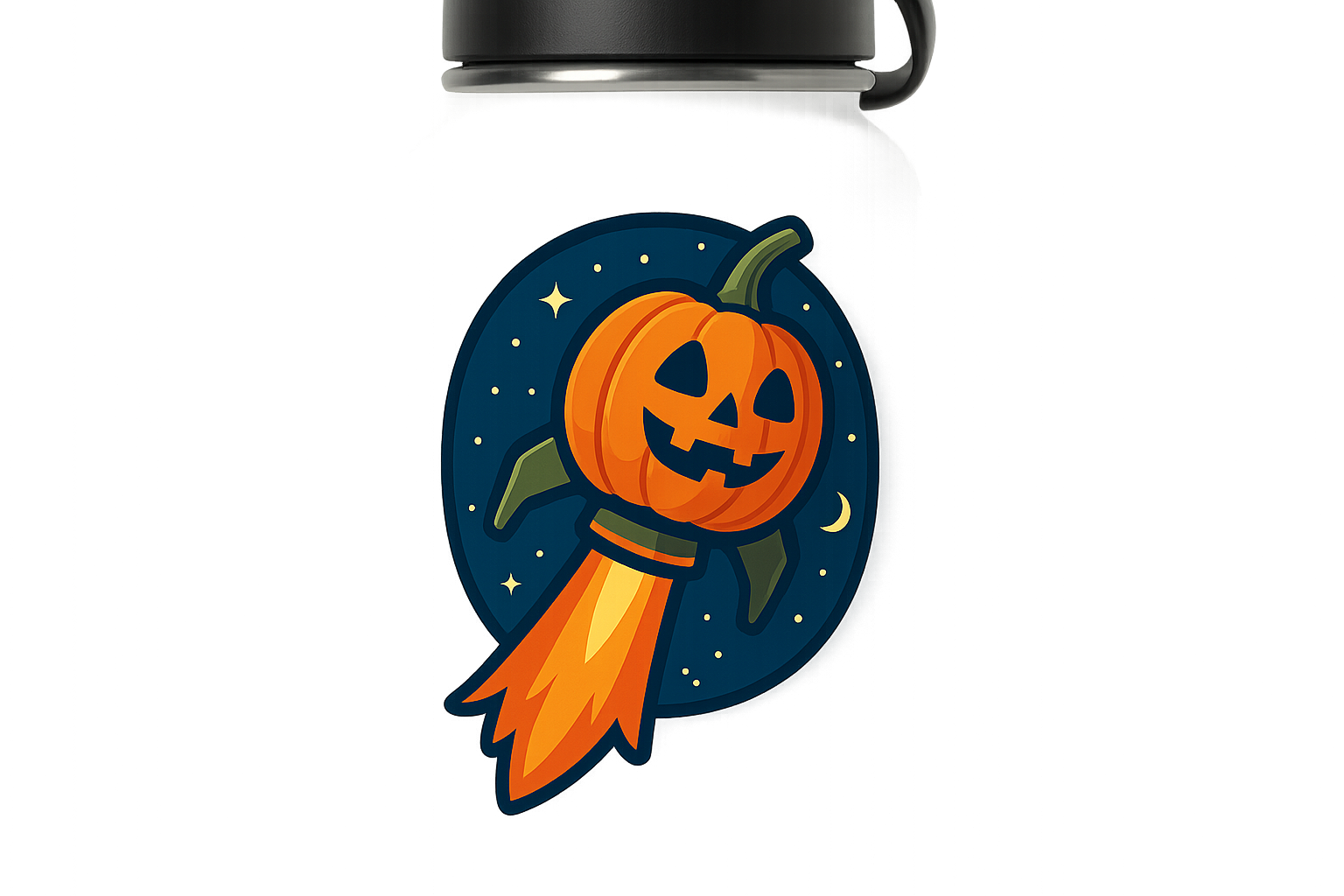 Rocket-Powered Pumpkin Launch Sticker Decal Vinyl Laptop Car Window Bumper AUTO Water Bottle Helmets Waterproof Halloween