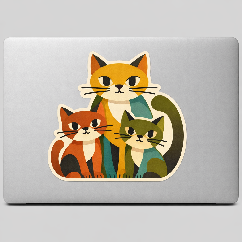 Mid-century Modern Cat Sticker Decal Vinyl Laptop Car Window Bumper AUTO Water Bottle Helmets Waterproof