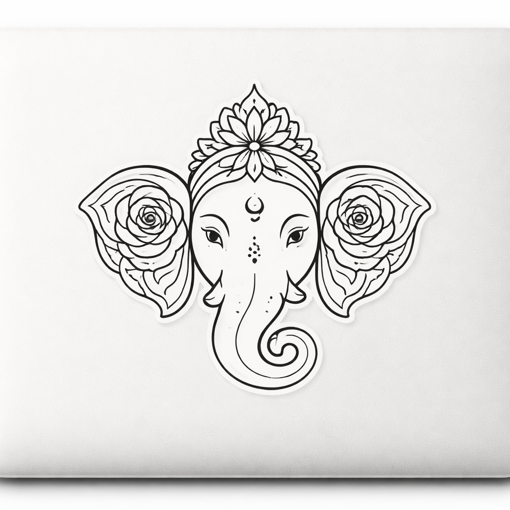 Ganesha Minimalist Outline Sticker Decal Vinyl Laptop Car Window Bumper AUTO Water Bottle Helmets Waterproof