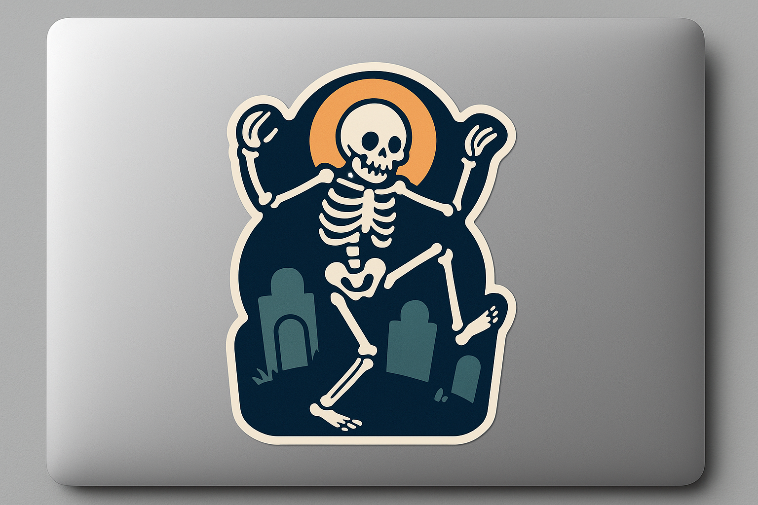 Skeleton Dancing Sticker Decal Vinyl Laptop Car Window Bumper AUTO Water Bottle Helmets Waterproof Halloween Gravestone Full Moon