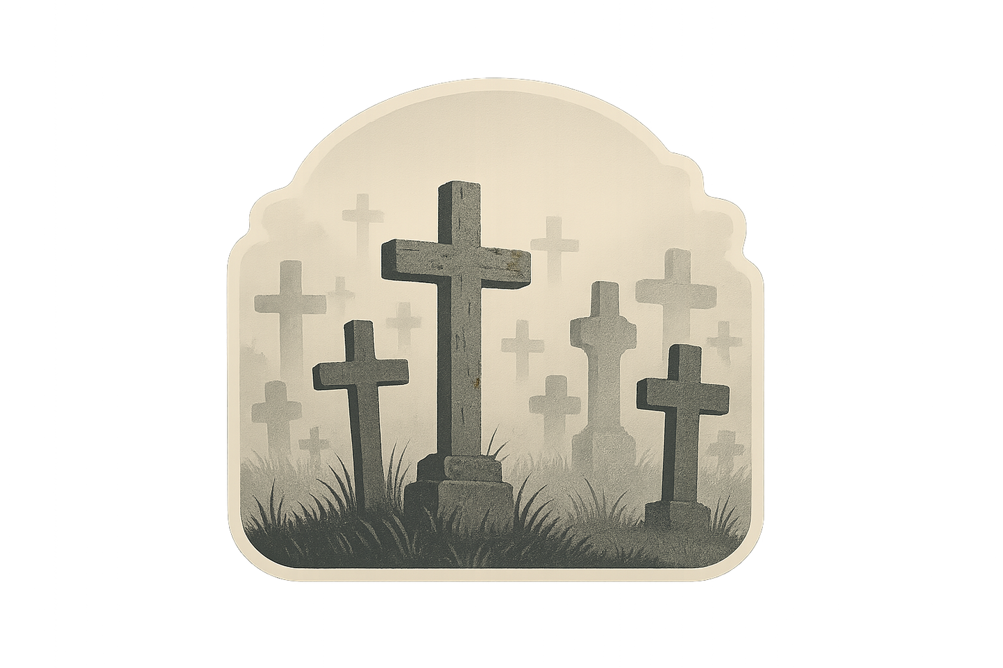Foggy Graveyard Scene Sticker Decal Vinyl Laptop Car Window Bumper AUTO Water Bottle Helmets Waterproof Mist