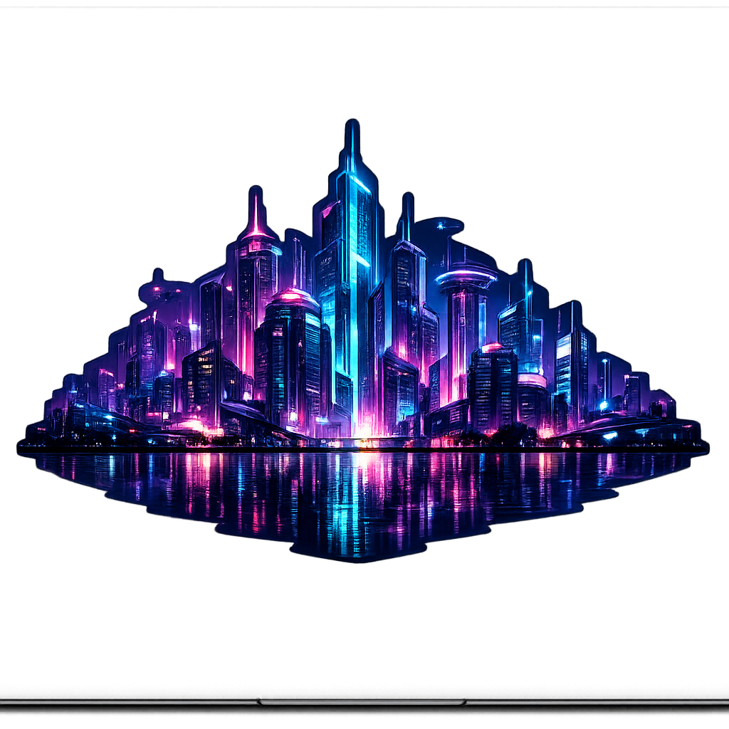 Ultra-clean Cyberpunk City Skyline Sticker Decal Vinyl Laptop Car Window Bumper AUTO Water Bottle Helmets Waterproof Futuristic