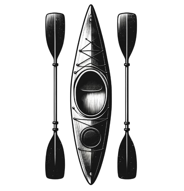 Vinyl sticker: Top View Black Kayak & Paddles Sticker - Realistic Detailed Decal for Outdoor Enthusiasts, Waterproof Vinyl for Laptops, Cars, and More (4)