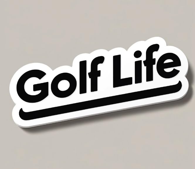 Vinyl sticker: "Golf Life" Bold Text Sticker - Minimalist Black on White Decal for Golf Enthusiasts
