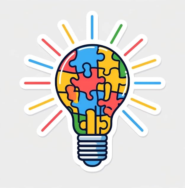 Vinyl sticker: Radiant Autism Awareness Light Bulb Sticker - Colorful Autism Spectrum Light Bulb Decal with Radiant Lines - Vibrant, Full Spectrum Design for Varied Applications